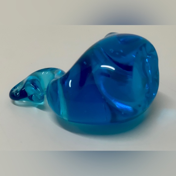 Vintage Mid Century Clear Blue Pinched Blown Glass Art Swan Murano Paperweight - Picture 13 of 14